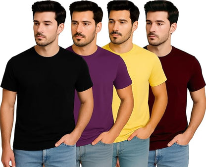 Men's Solid Round Neck T-Shirt (Pack Of 5) - XXL