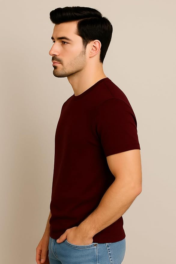 Men's Solid Round Neck T-Shirt (Pack Of 5) - XXL